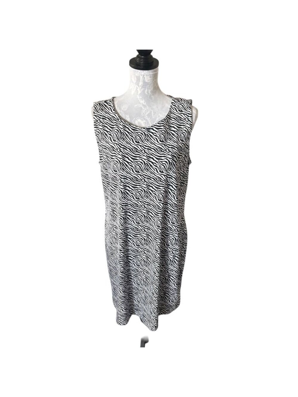 Lulu-B Womens UPF 50+ Dress Sleeveless Black White Print Xlarge Golf